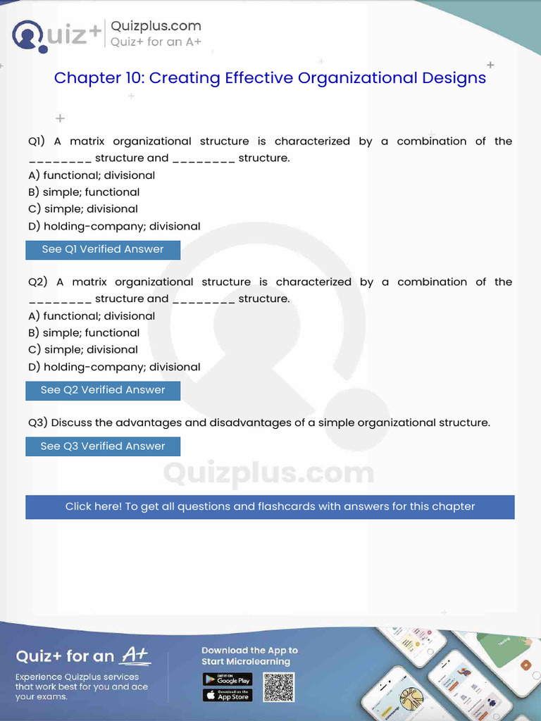 A Matrix Organizational Structure is Characterized by a Combination of ...