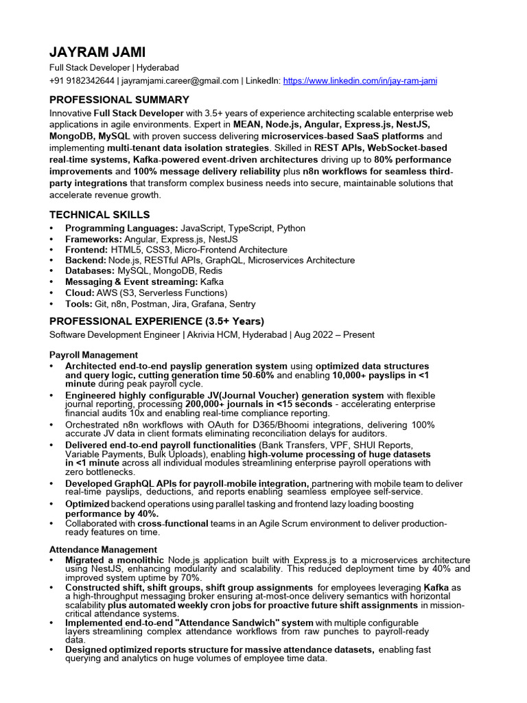 Jayram Jami Resume | PDF | My Sql | Information Technology Management