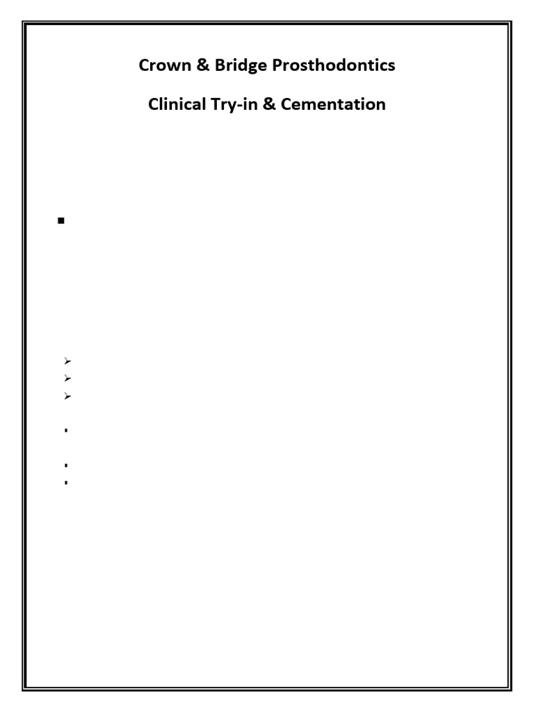Try-in & Cementation | PDF | Dental Composite | Materials