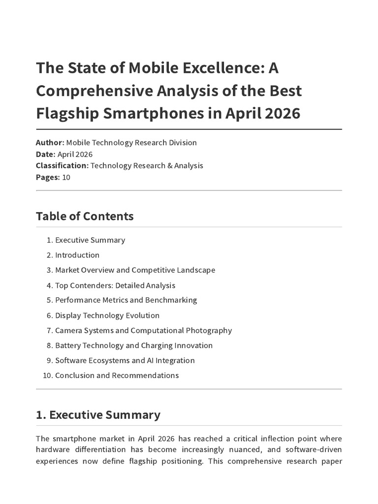 Flagship Phones Research Paper April 2026 | PDF | Smartphone | I Phone