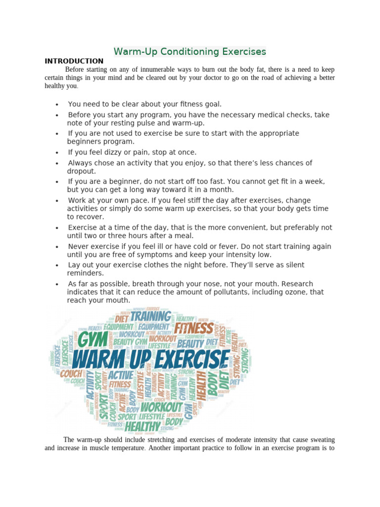 Warm Up and Cool Down Exercise 1 | PDF | Elbow | Musculoskeletal System