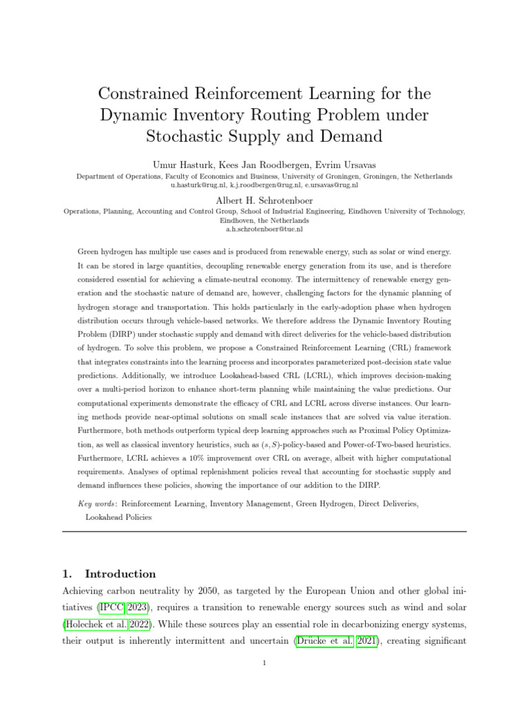 Constrained reinforcement learning for the dynamic inventory routing ...