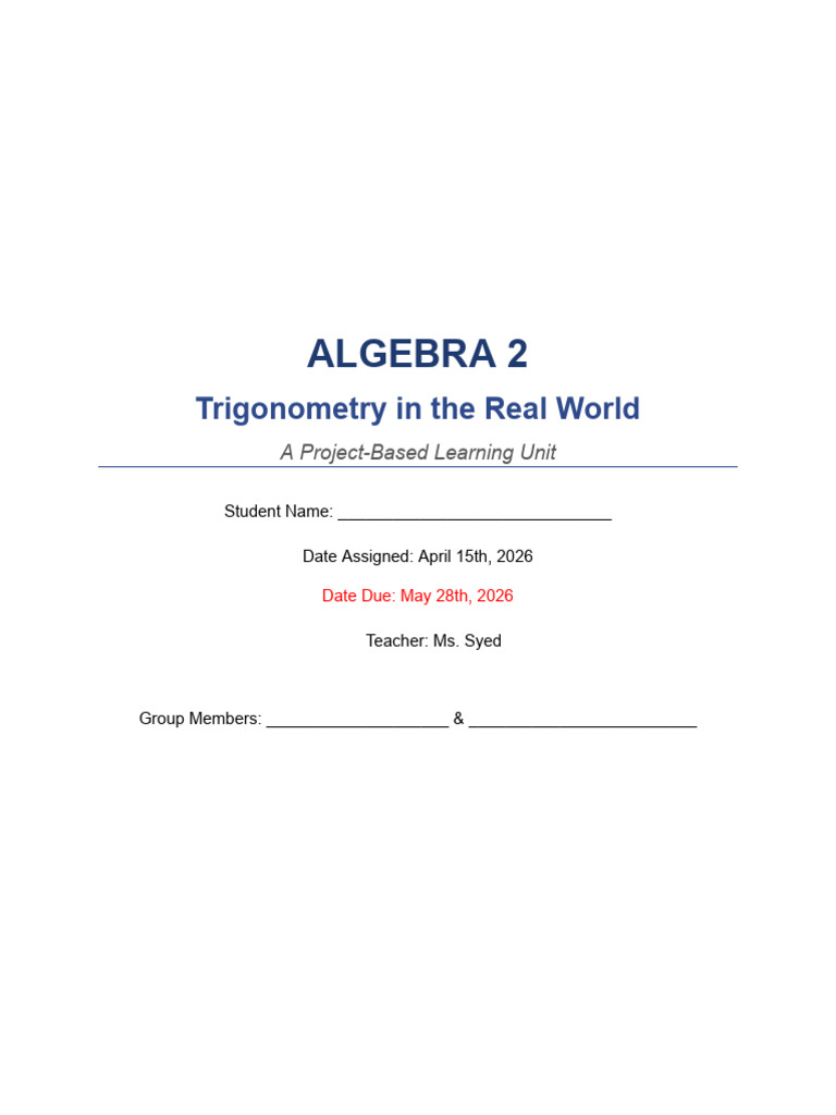 Algebra2 Trig Project | PDF | Trigonometry | Trigonometric Functions