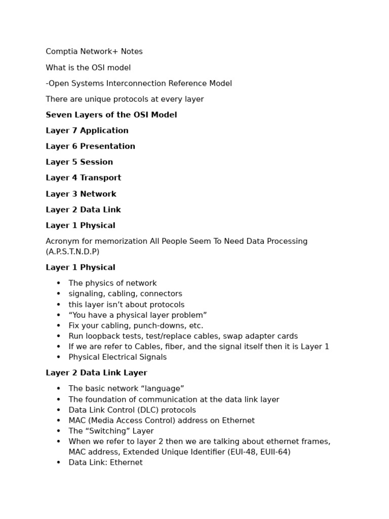 Comptia Network+ Quick Notes | PDF