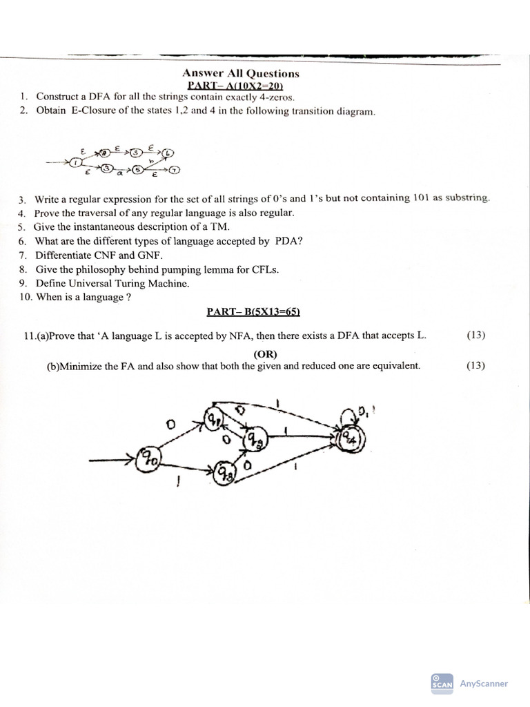 Toc Model Question | PDF