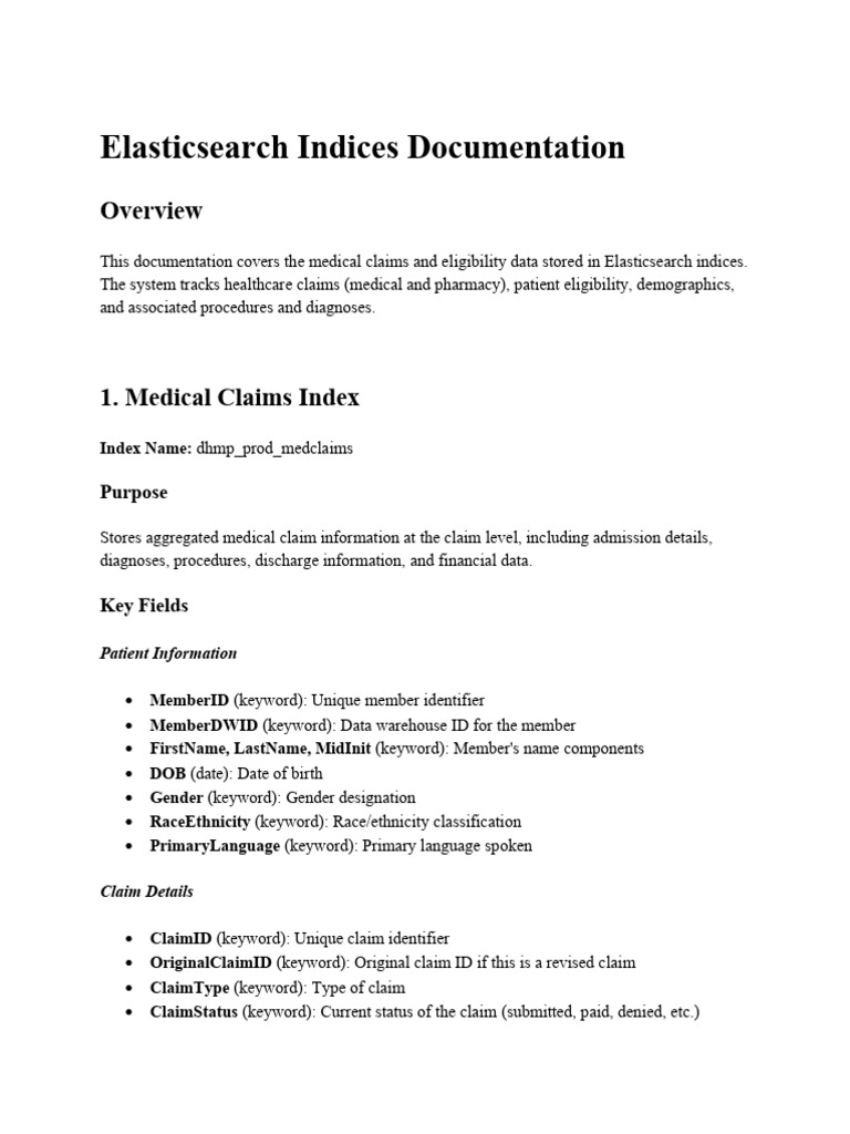 Elastic Search Indices Documentation | PDF | Creatinine | Glycated ...