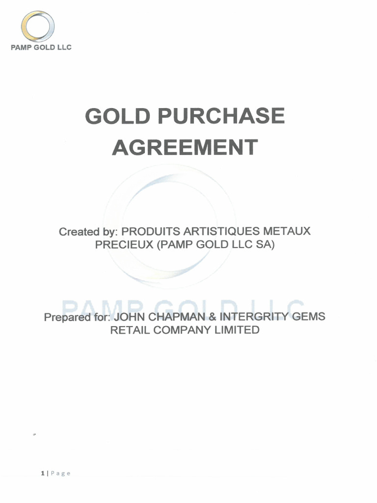 Gold Purchase Agreement | PDF