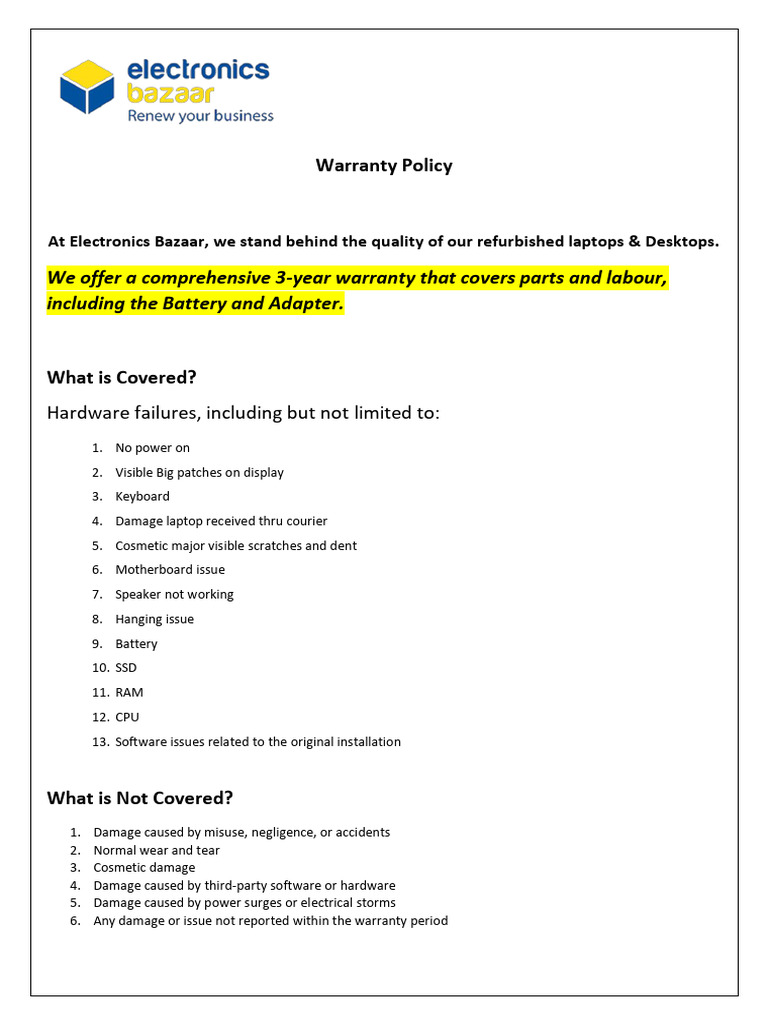 Warranty Policy Updated. | PDF | Laptop | Computer Hardware
