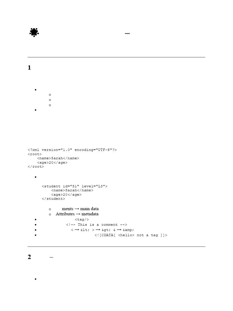 XML Cheatsheet | PDF | Xml | Data Model