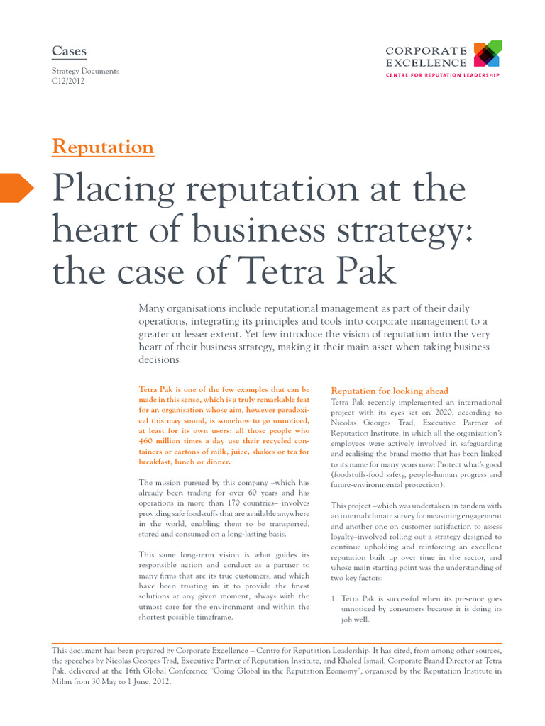 Tetra Pak Case Study - Placing reputation at the heart of business ...