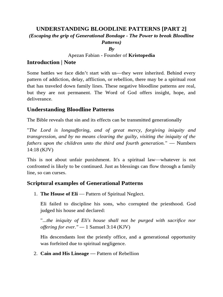 Understanding Bloodline Patterns | PDF | Jesus | Sin