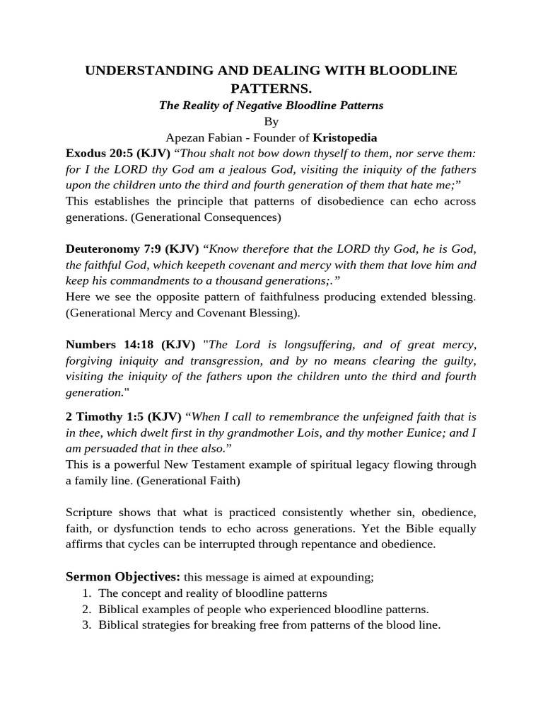 UNDERSTANDING BLOODLINE PATTERNS [Part 1] | PDF | Books Of Kings | Isaac