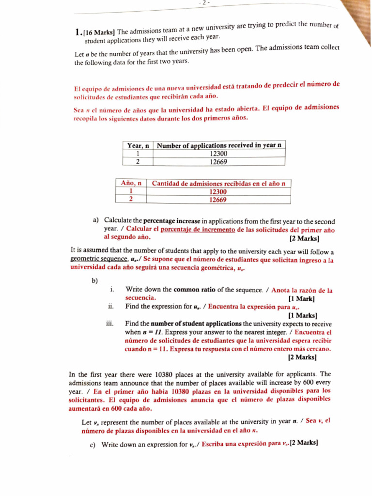 MAI 1DP SL 2ass Paper2 2EVA v1 24 25 Soluciones | PDF