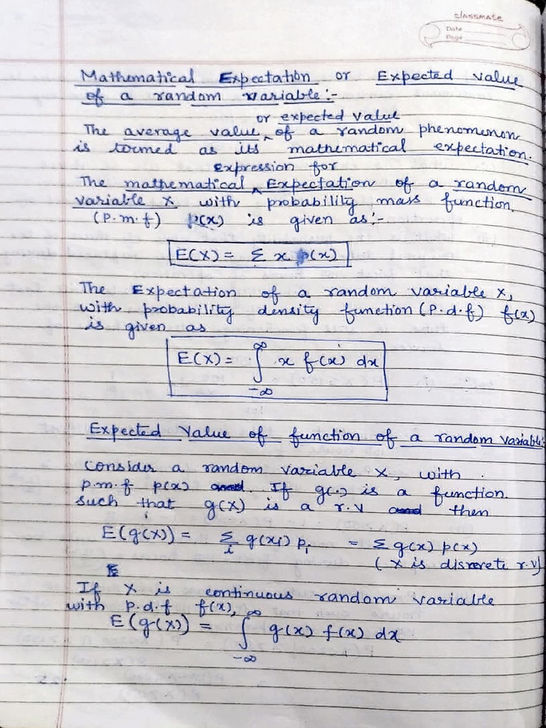 8-Expectation and Two Dimensional Random Variable | PDF