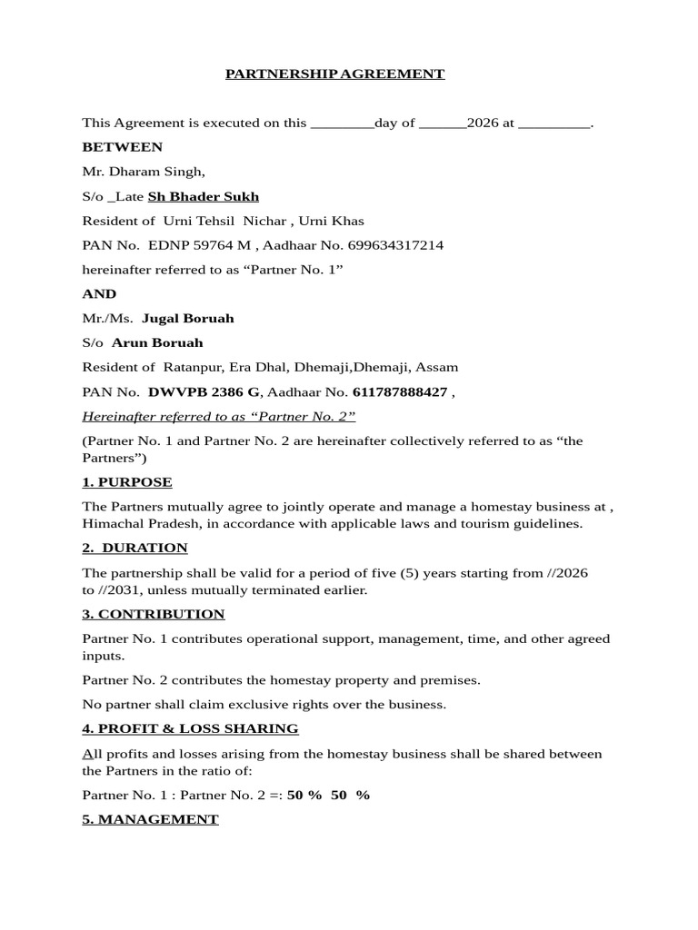 Partnership Agreement | PDF
