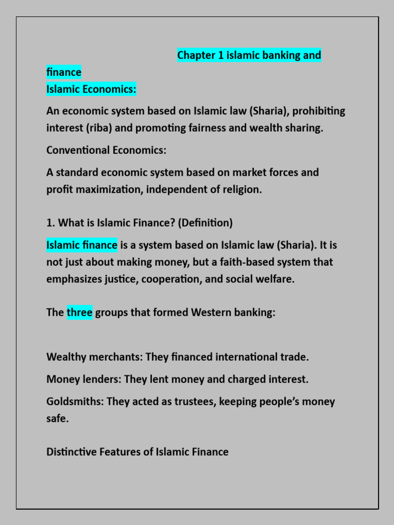 Chapter 1 Islamic Banking and Finance | PDF | Islamic Banking And ...