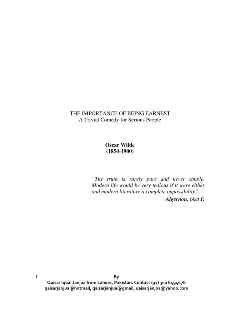 The importance of being earnest critical analysis pdf image
