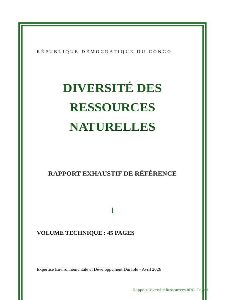 RDC Ressources Naturelles 45 Pages Complet | PDF | République ...