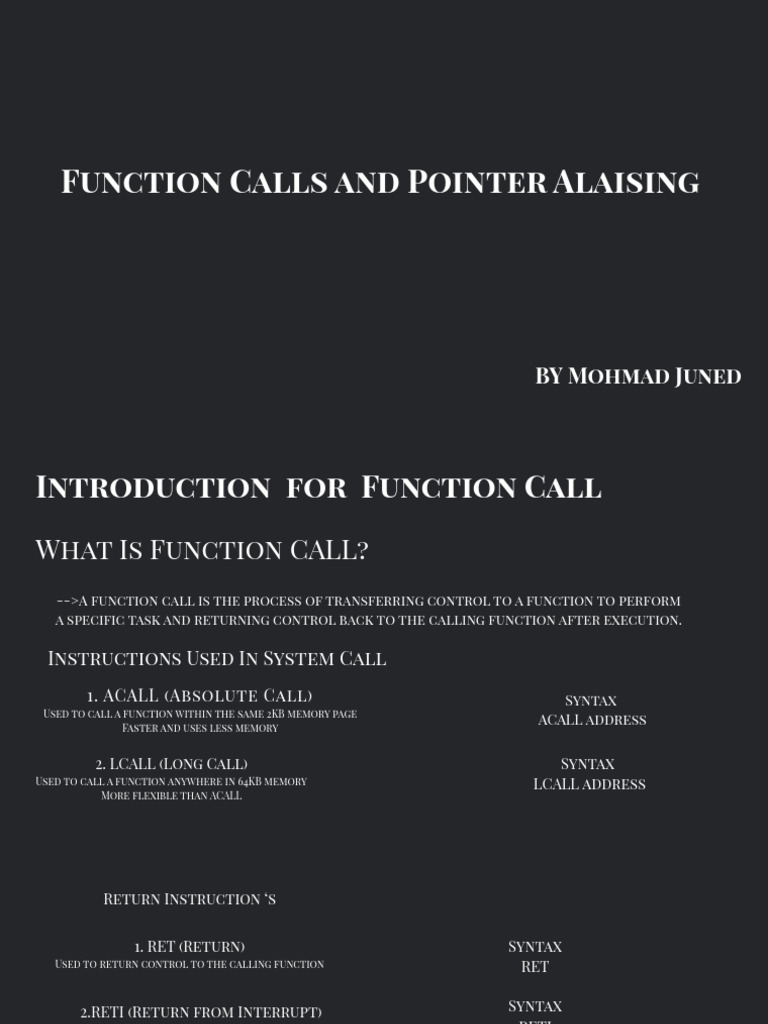 Function Calls and Pointer Alaising | PDF | Pointer (Computer ...