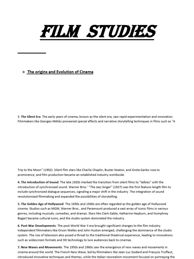 Film Studies | PDF | Cinematography | Narrative