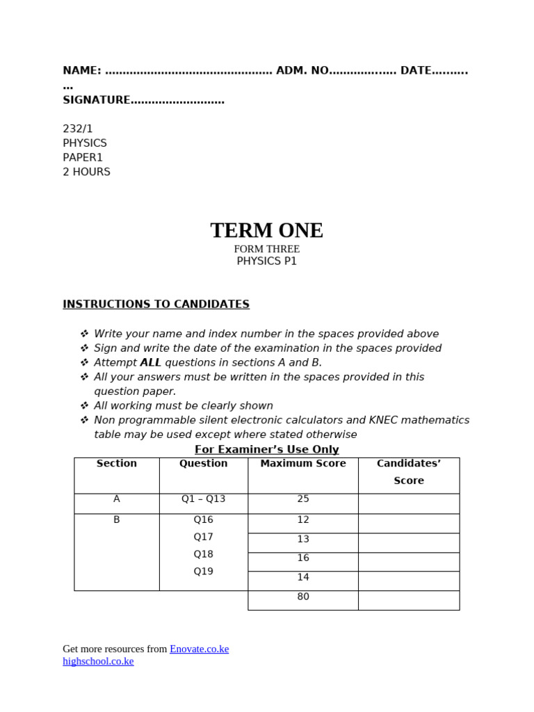 Physics P1 QS FORM 3 | PDF | Force | Physics