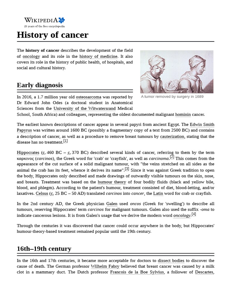 History of Cancer | PDF | Cancer | Neoplasms
