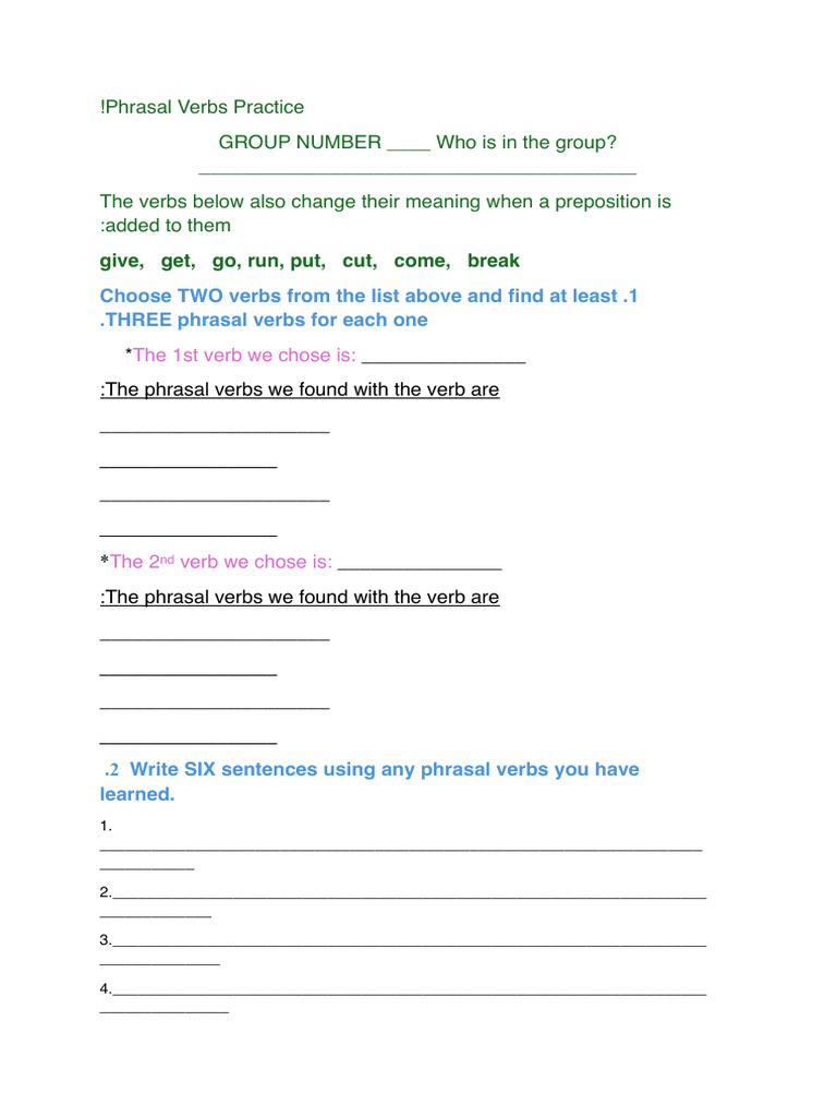 Phrasal Verbs Practice 2026 | PDF