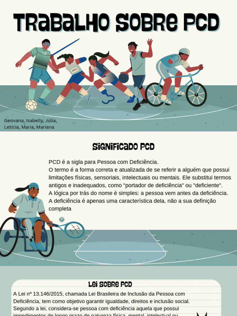 Trabalho de Educação Física PCD | PDF | Deficiência | Acessibilidade