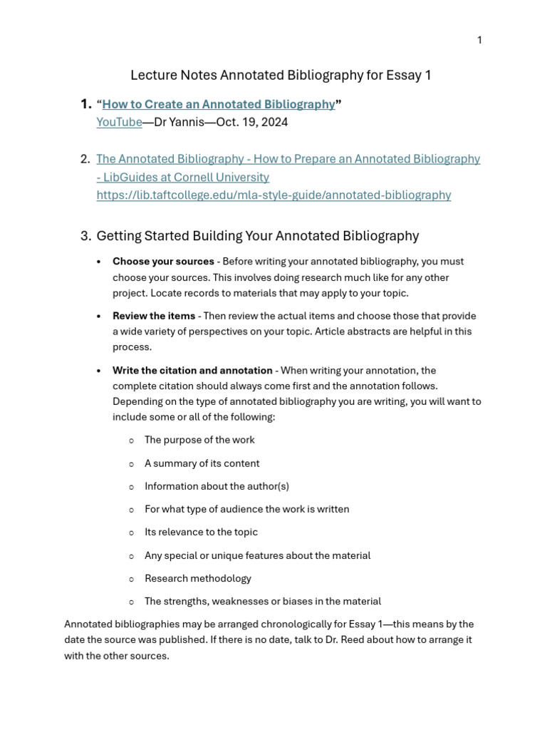Lecture Notes_Annotated Bibliography | PDF