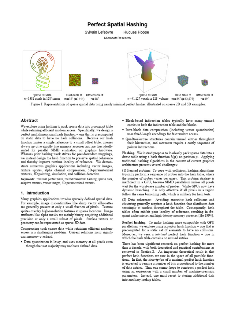 Perfect Spatial Hashing | PDF | Matrix (Mathematics) | Texture Mapping