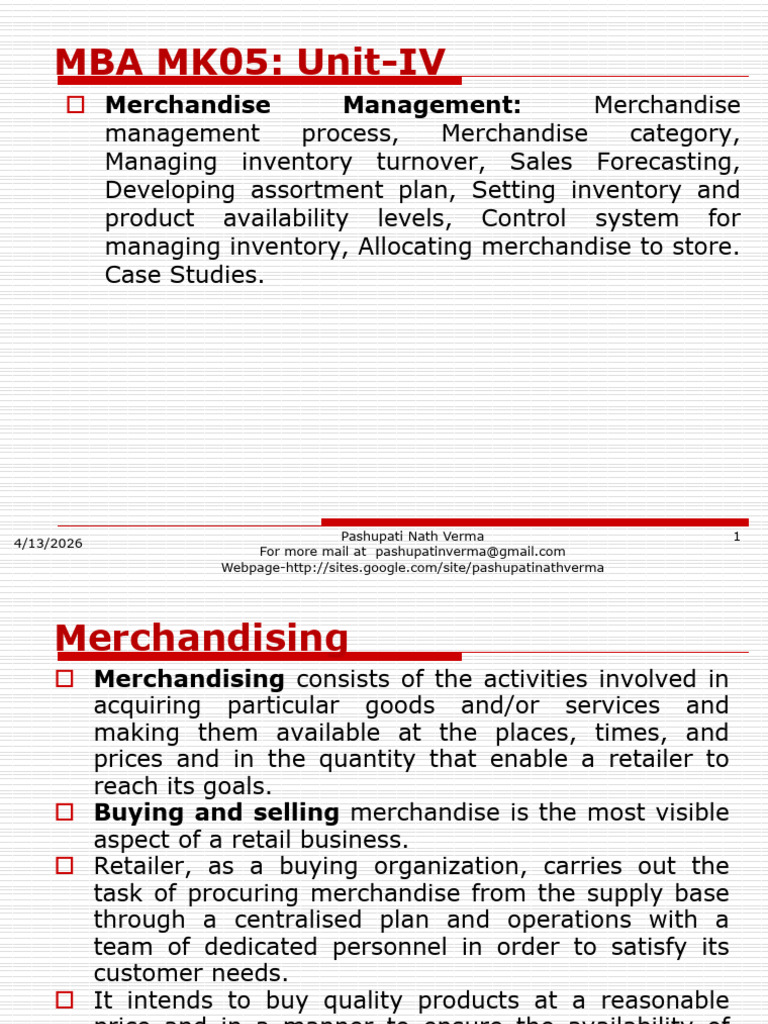 Mba Mk05 Unit-IV | PDF | Inventory | Supply Chain