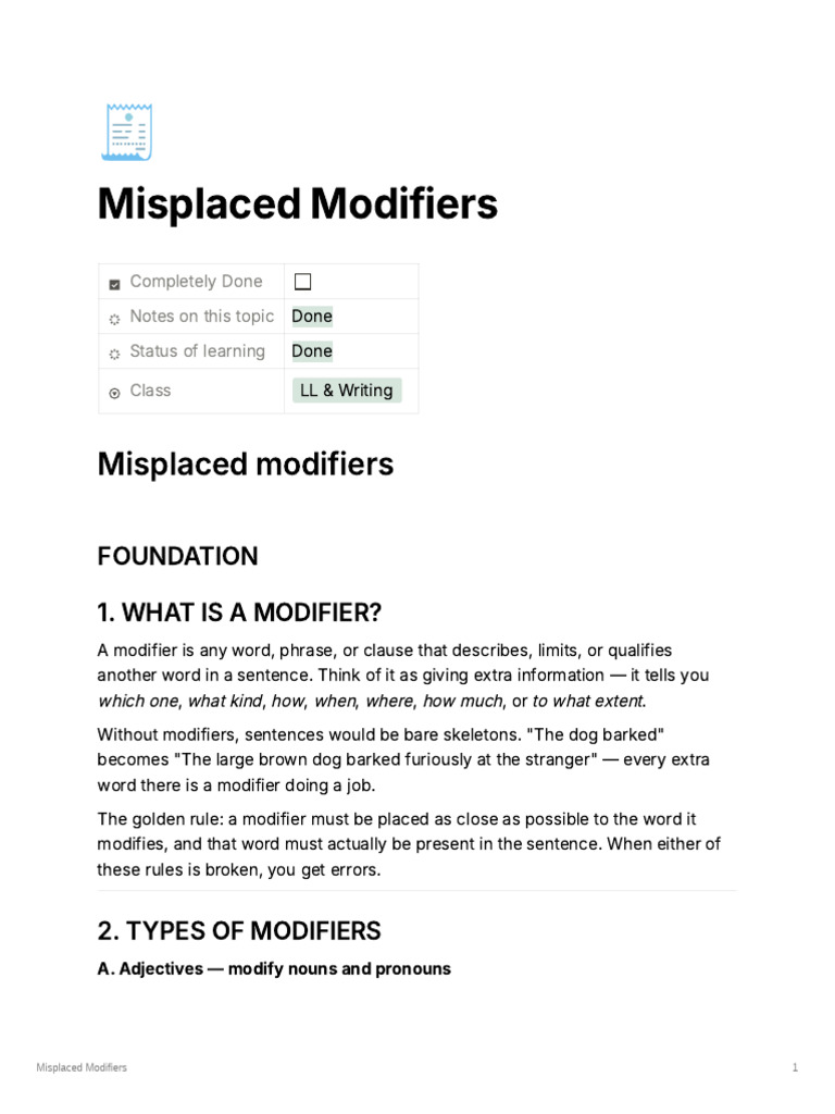 983ae2c9 a7ae 4a35 a527 d2da8c614db4 Misplaced Modifiers | PDF ...