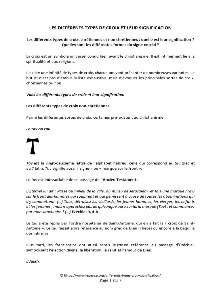 Les Differents Types de Croix Et Leur Signification (7 Pages - 297 Ko ...