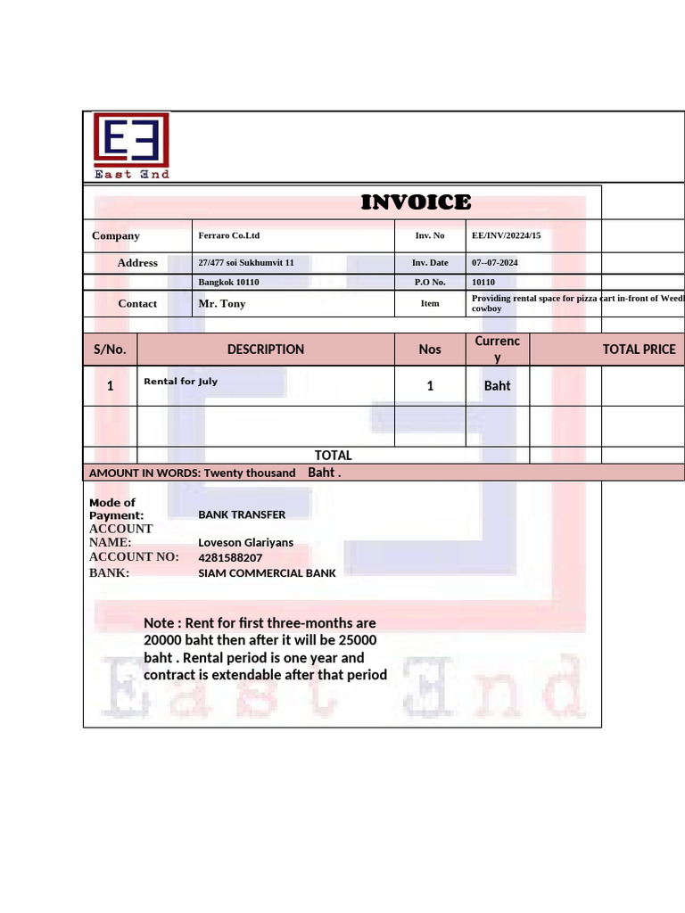 East End Invoice 2 | PDF