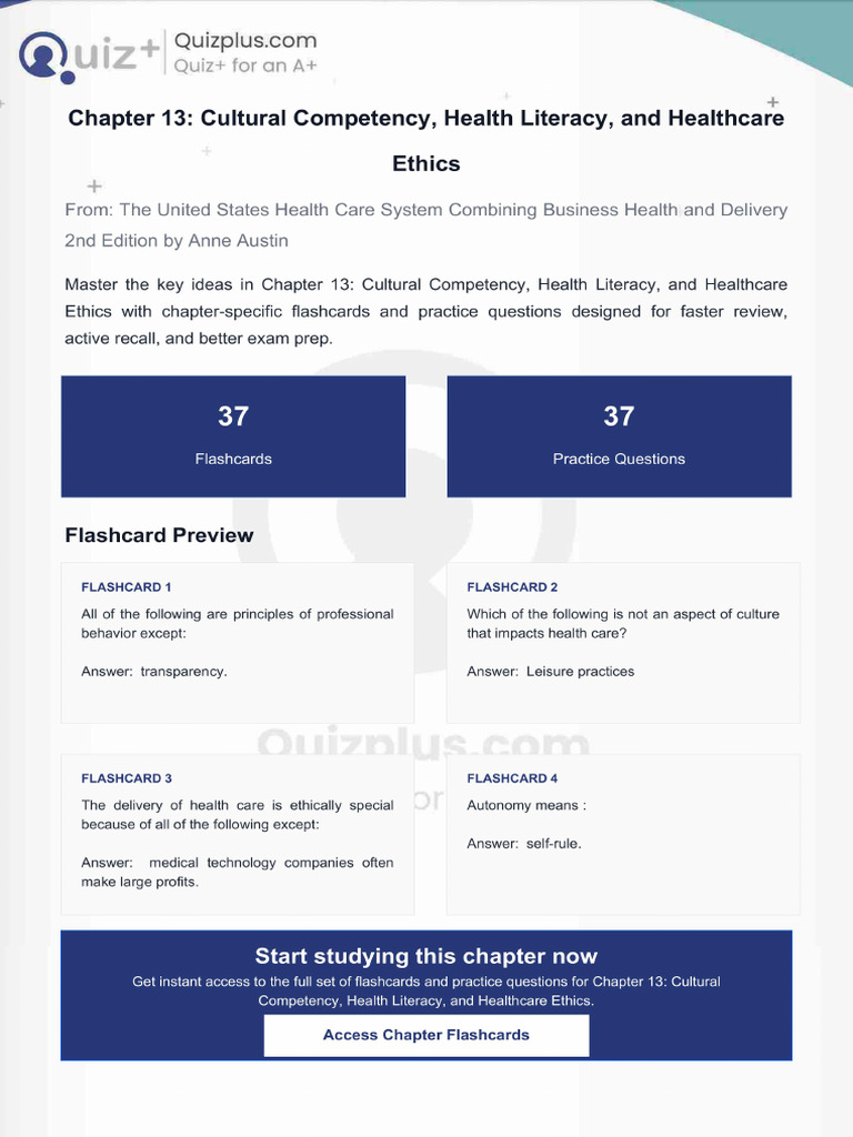 Flashcards for Chapter 13 Cultural Competency Health Literacy and ...