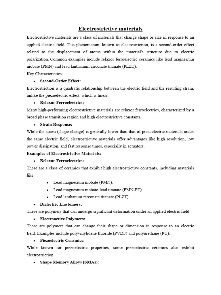 Electrostrictive Materials_260330_161802 | PDF | Piezoelectricity ...