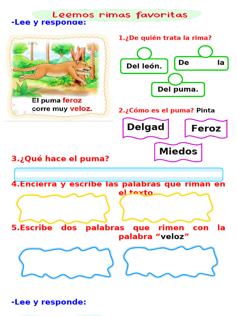 FICHA COMU Leemos Rimas Favoritas | PDF