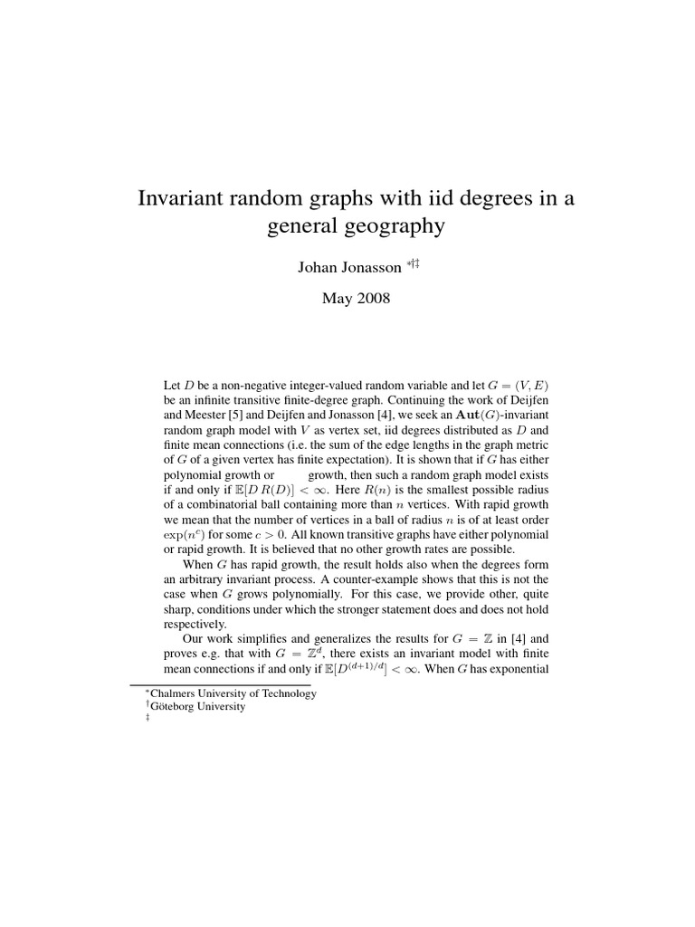 Invariant random graphs with iid degrees in a | PDF | Vertex (Graph ...