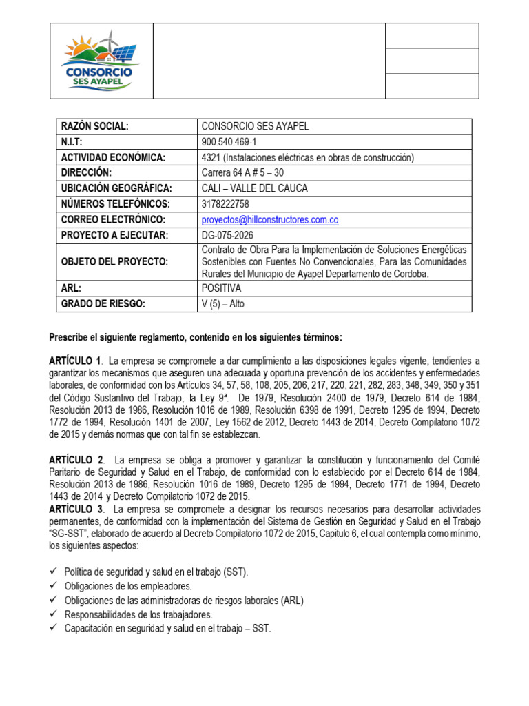 Cayp-Sgsst-Rg-01 Reglamento de Higiene Industrial | PDF | Valores ...