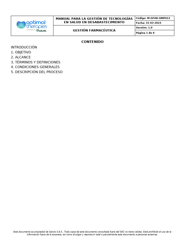 M-gfar-gmp012 Manual Para La Gestion de Tecnologias en Salud en ...