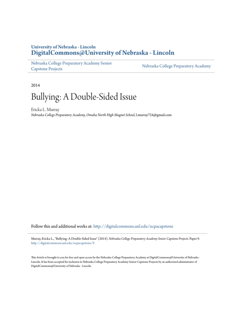 Bullying- A Double-Sided Issue | PDF | Bullying | Interpersonal ...