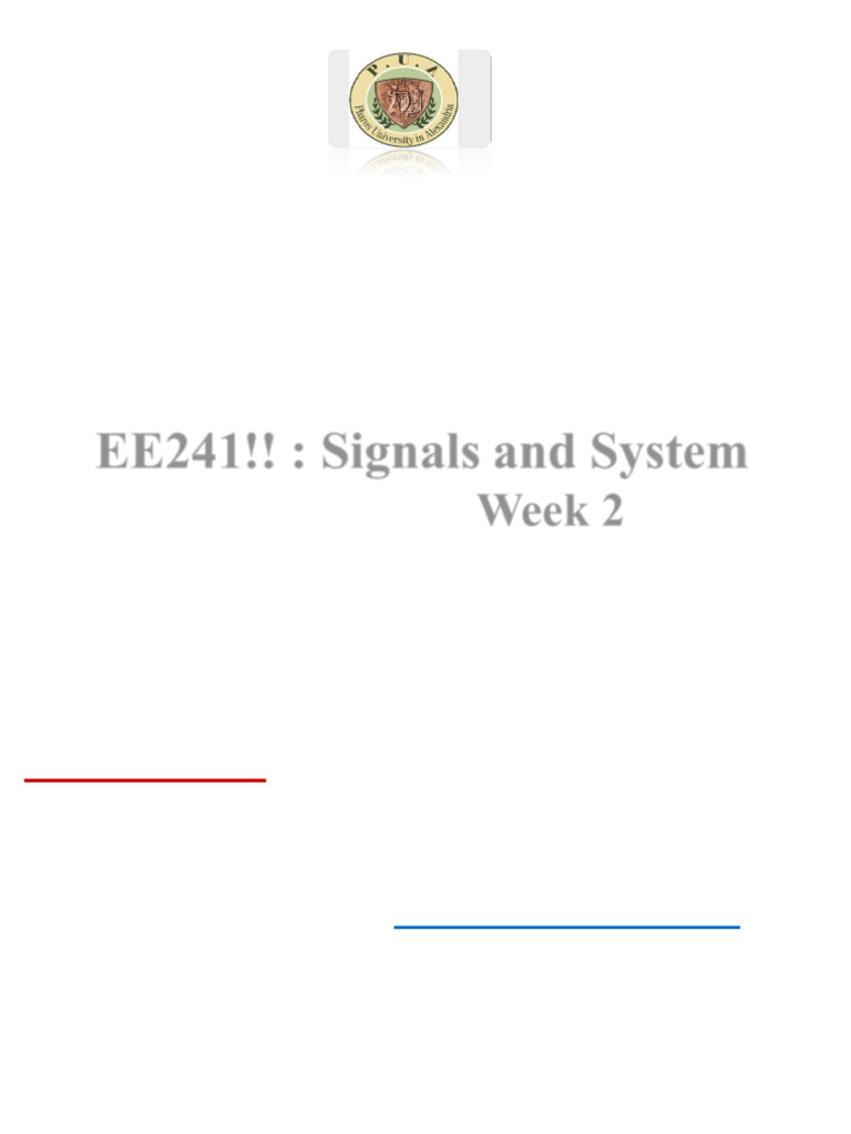 lecture (2) signals and systems EE241!! | PDF | System | Fourier Transform