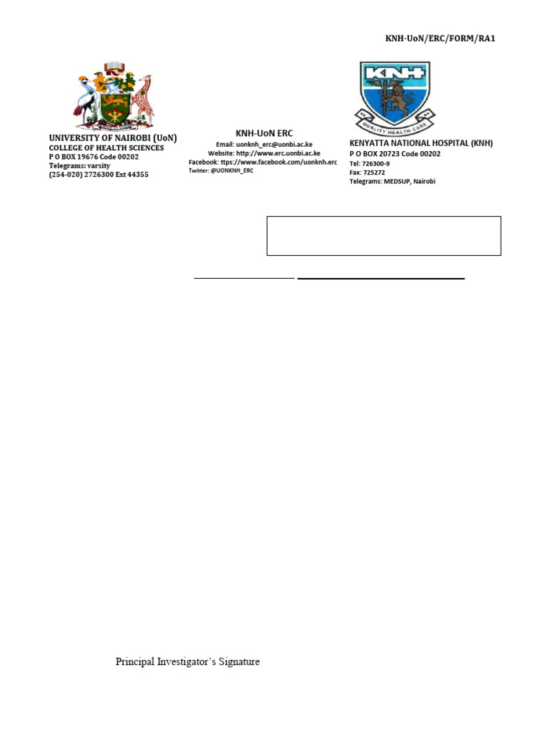 KNH - UoN ERC Application Form - 0 | PDF