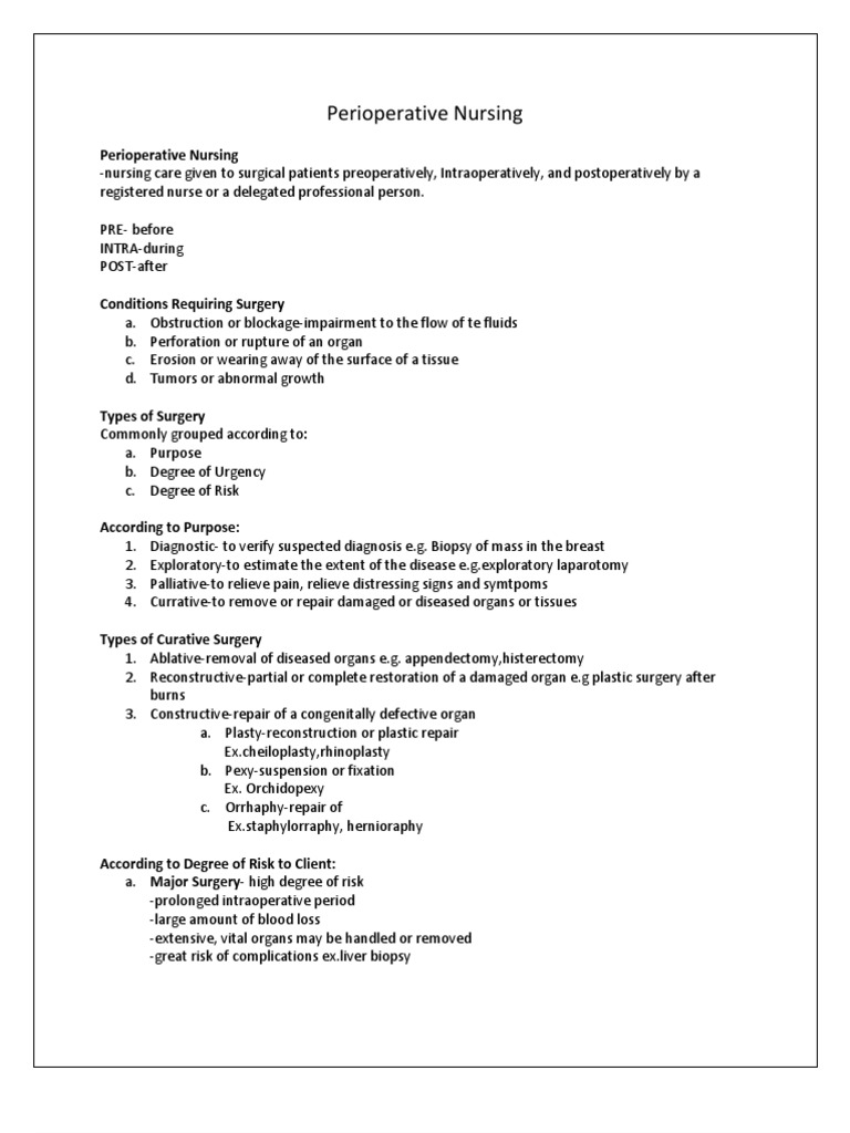 Overview of Perioperative Nursing Roles | PDF | Surgery | Anesthesia