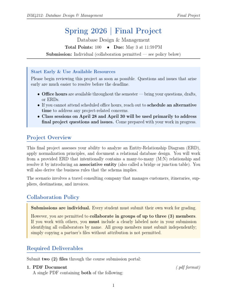 Final Project ISM4212 Databases | PDF | Table (Database) | Information ...