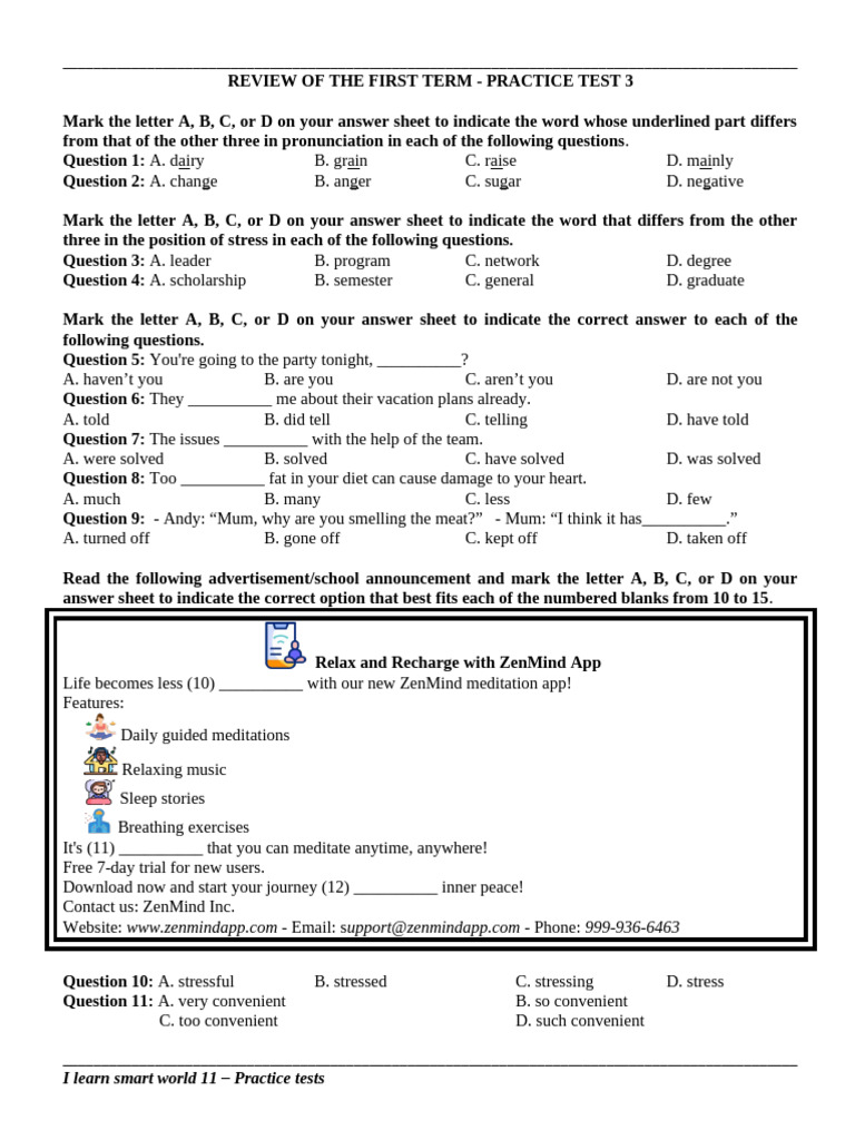 REVIEW-THE-FIRST-TERM-PRACTICE-TEST-3- | PDF | Cost Of Living | Foods