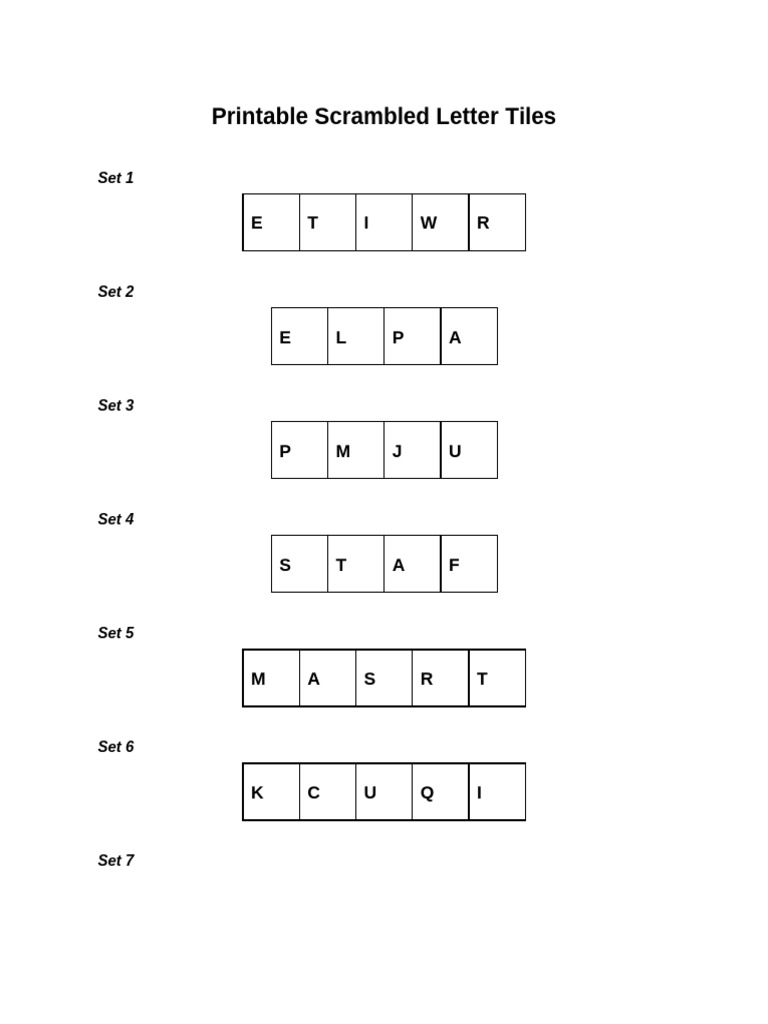 Scrambled Letter Tiles | PDF