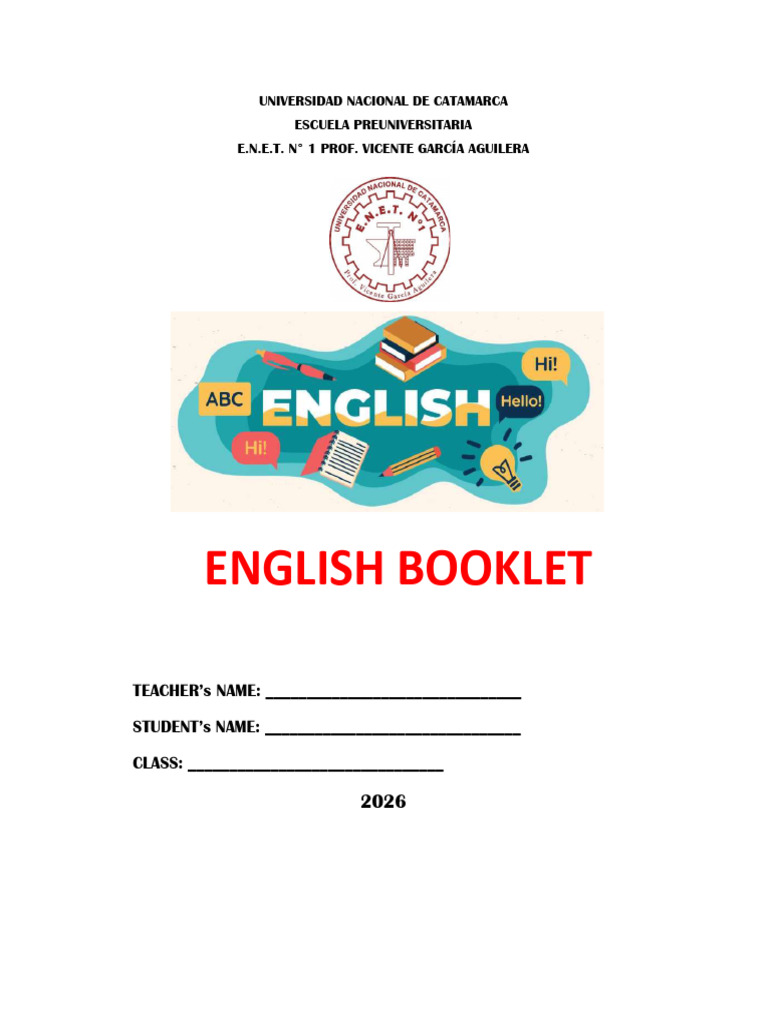 English Booklet 1st Year 2026 (1) | PDF | Noun | English Language