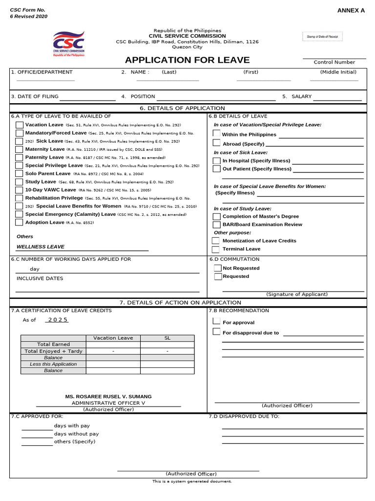WELLNESS LEAVE form | PDF
