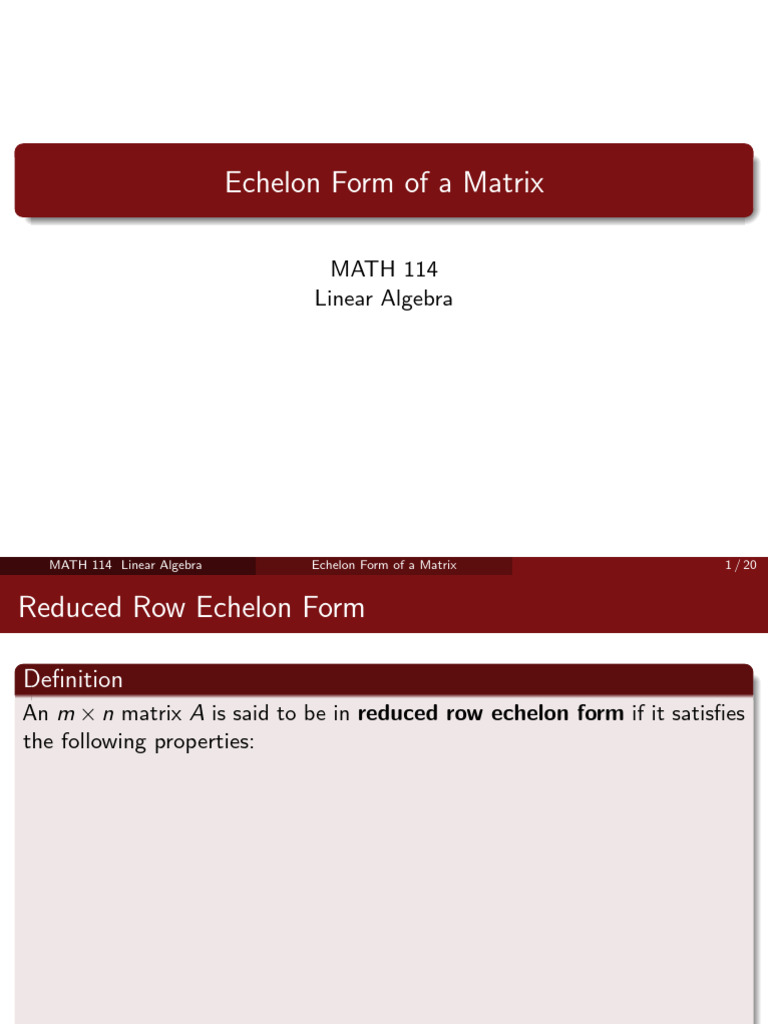 08 Row Echelon Form of a Matrix | PDF | Matrix (Mathematics ...